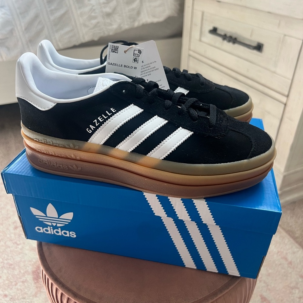 Adidas Gazelle Bold Sneakers - Black and White